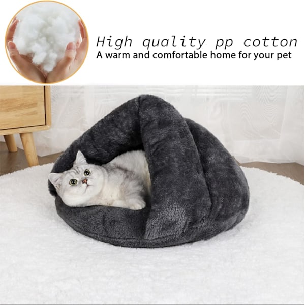 Kattsäng, Maskintvättbar Varm Fleece Sovsäck Liten Husdjursgrott Säng, Husdjur inomhus Sov Sov Mjuk Plysch Lugnande Säng