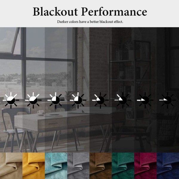 2 Paneler Blackout Velvet Gardiner - Solid Myk Glimmerhull - Sennepsgul, for Høst Stue Soverom