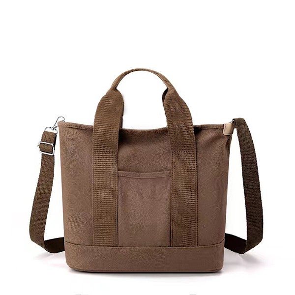 Canvas Tote Bag med Lommer for Kvinner, Skulderveske, Stor Kapasitet Skulderveske med Justerbar Stropp, for Shopping, Arbeid og Reise marrón S