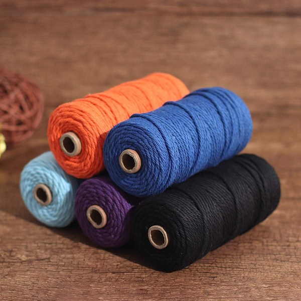 Macramé-snöre, Bomullsrep, för Väggbonader, Växtupphängningar, DIY-hantverk, Heminredning, Presentinslagning 3mmx100m deep purple