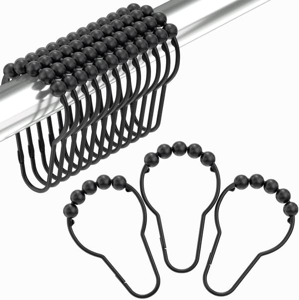 Dekorativa duschdraperikrokar Rostfria duschdraperiringar black