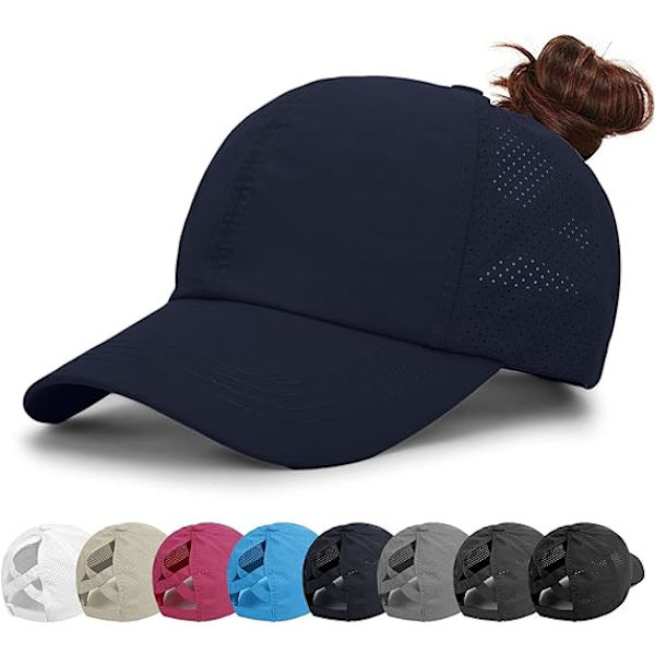 Naisten Baseball-lippis, Poninhäntä-aurinkolippis, Naisten Golf-lippikset, Ristikkäin säädettävät lippikset Navy blue