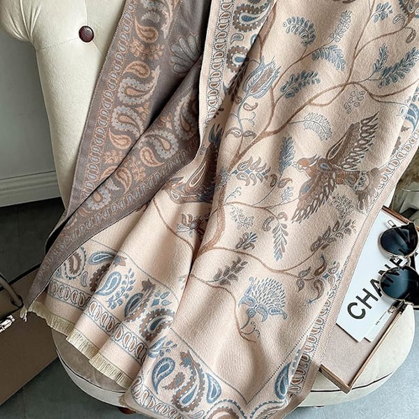 Kvinners Reversible Oversized Skjerf, Multifunksjonell Sjal Teppet