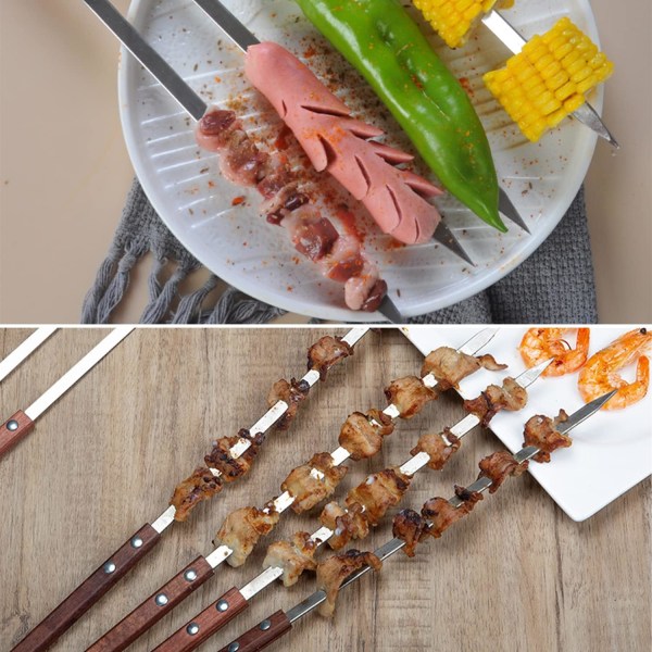 8 st spett för grillning, spett i rostfritt stål, återanvändbart grilltillbehör, starka praktiska grillredskap, för camping, fester