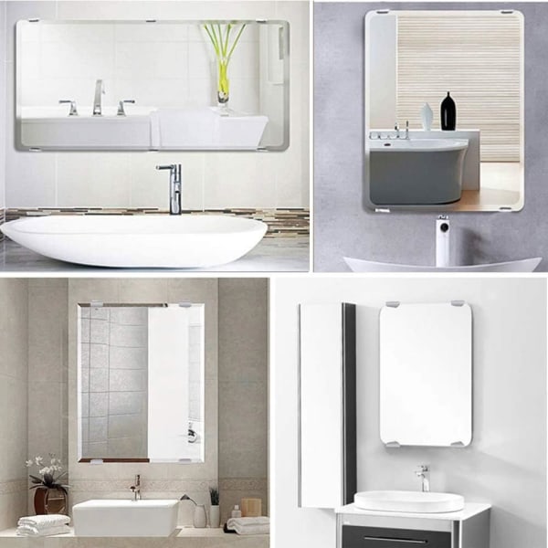 8 Styck Premium spegelklämmor Spegelfästen Ramlösa glasväggfästens fästsats, spegelhängare, för badrum i vardagsrummet