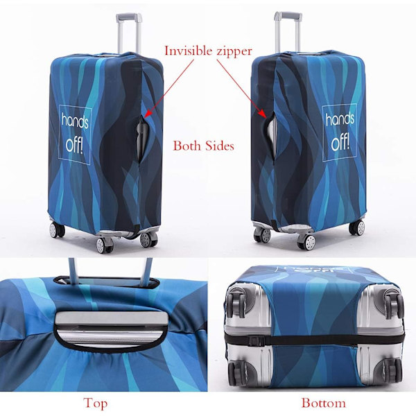 Resväska Skydd Tvättad Koffert Skydd Anti-repor Koffert Skydd Passar 18-32 Tum Blue Stripe L