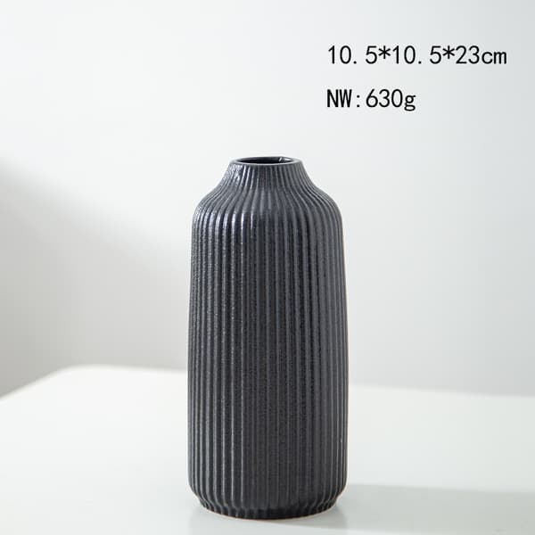 Keramisk Vas i Nordisk Stil, Deko Vas för Boho Dekor, Matt Vas Black-2