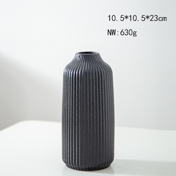 Keramisk Vase i Nordisk Stil, Dekorativ Vase for Boho Innredning, Matt Vase Black-2