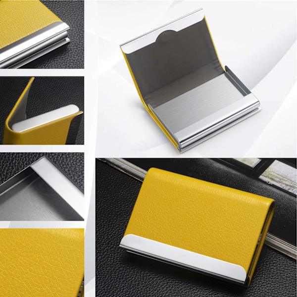 Visitkortfodral, PU-läder, Rostfritt Stål, med Magnetisk Stängning yellow
