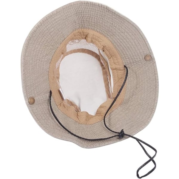 Solhatt UV-skydd Bucket Hat Strandhatt Safari Boonie Hat Vikbar Fiskehatt med Andningsbart Nät och Justerbar Hakrem Brown