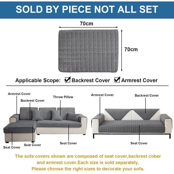 1 stk. Bløde Flanell Sofabetræk Vaskbare - Nye Sofahyndebetræk, Skridsikre Sofabetræk 1 2 3 Personers Sofabetræk (Grå, 90x210cm) 90*210cm
