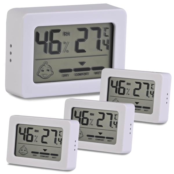 4st digital hygrometer, mini inomhustermometer hygrometer, digital inomhus- och utomhustermometer