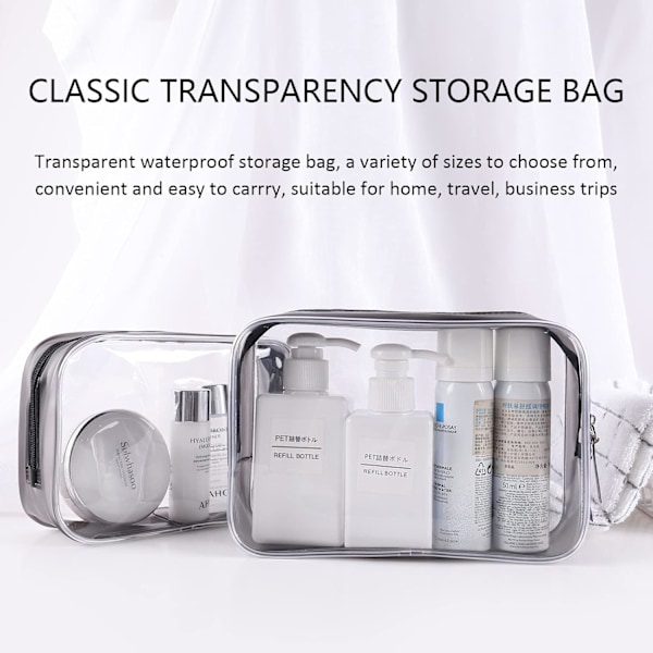 Transparent Necessärset, 2 st Transparent Vattentät PVC Resväska, Transparent Kosmetisk Sminkväska