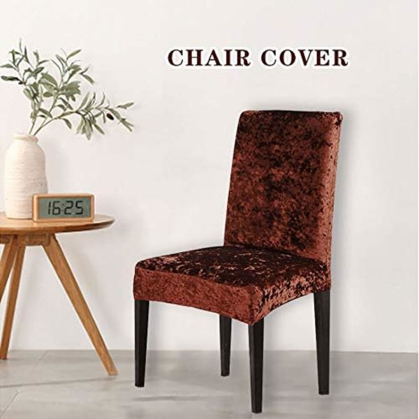 2 stk. tykke fløjlsstolbetræk Spisestolbetræk Elastisk strækbar stolbetræk Dark Brown 2pcs