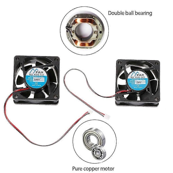 60mm60mm25mm Til DC 12v 24v 2-pin Køler Børsteløs Pc Cpu Til Kabinet Køleventilator