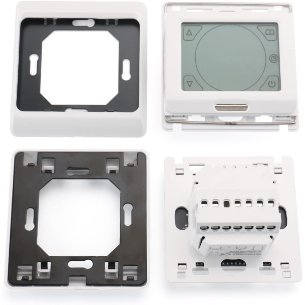 WG809 Romtermostat, 7 dagers programmerbar LCD-skjerm AC230V 16A for elektrisk gulvvarme Hvit
