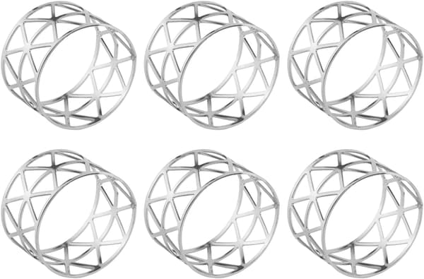 Serviettringer sølv, metall serviettring borddekorasjon 6 stykker Silver