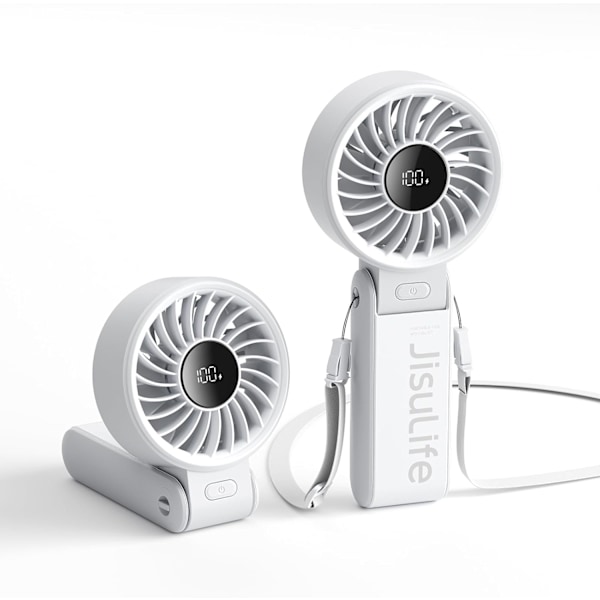 Handhållen Fläkt Life7 – Ultimat Flexibilitet: Högeffektsmotor, LED-Display, 5000mAh Uppladdningsbar, 5 Hastigheter, Vikbar Design Gray