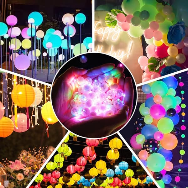 30 st mini LED-upplysta ballonger, runda blinkande partylampor
