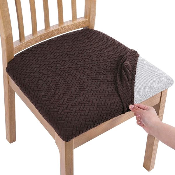 Stolsöverdrag, Set om 2, Stretch Stolsöverdrag, Stolsöverdrag för Matstolar, Tvättsbara Stolsöverdrag Dark brown