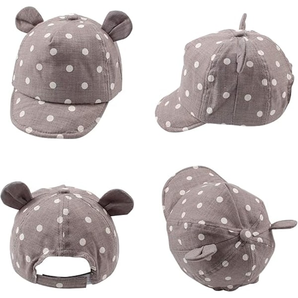 Summer Infant Baseballkeps Björnöron Småbarn Flickor Solhattar Vår Söt Bebismössa för Pojkar 6-24 Månader Gray