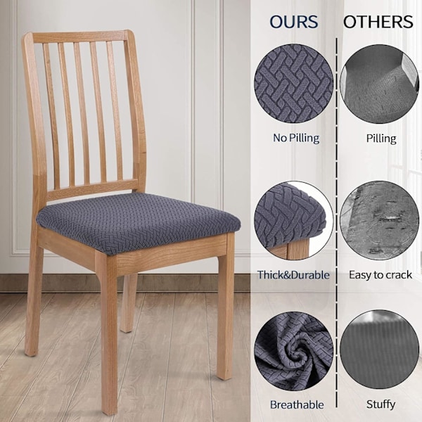 Stolsöverdrag, Set om 2, Stretch Stolsöverdrag, Stolsöverdrag för Matstolar, Tvättsbara Stolsöverdrag Dark gray