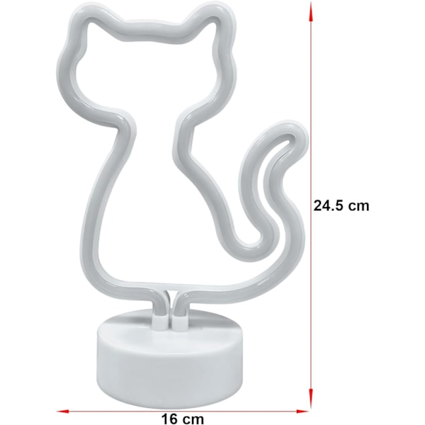 LED Neon Skylt Sovrumsinredning Nattlampa Inomhusbelysning Batteri och USB-driven Barlampa (Katt)