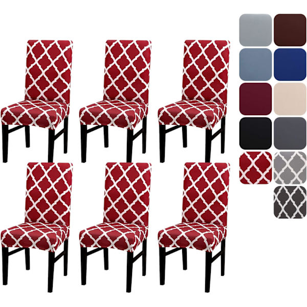 Ruokailuhuoneen tuolinpäälliset, irrotettavat ja pestävät tuolin suojukset, 4 tai 6 kappaleen sarja red 6pcs