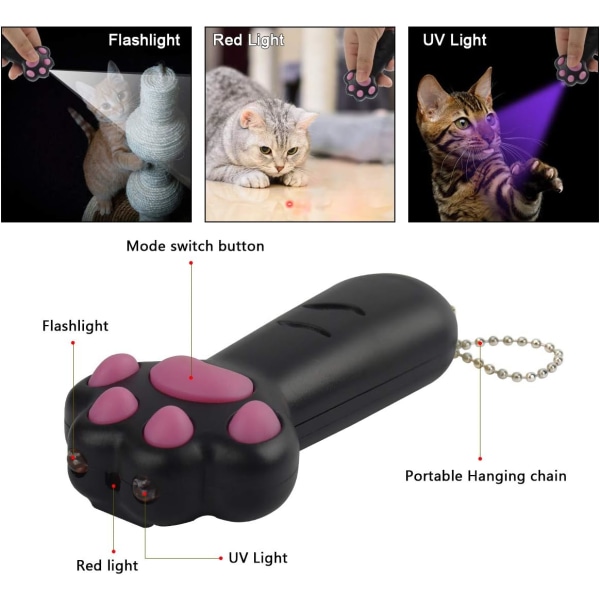 Katt leksaker LED-pekare, 7 i 1 multifunktion katt jagare leksaker mini ficklampa tass form batteridriven, träningsövningsverktyg