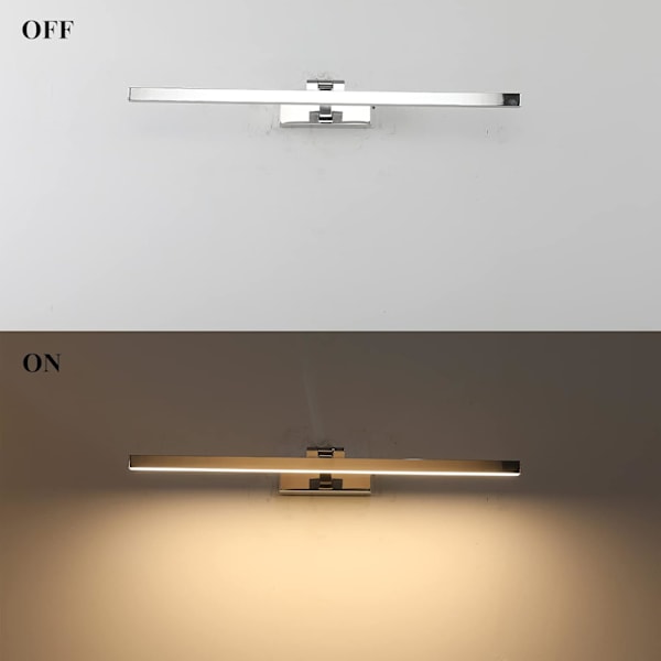 LED-spejllampe til badeværelse, 180 graders roterende væglampe til badeværelse, aluminium Gold/warm light 60cm