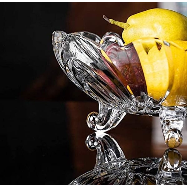 Stor Glasskrystallklar Fruktskål Kreativ Fot Moderne Dyp Skål Pudding Trifle Dessert Serveringsskål Fat Frukt 22cm
