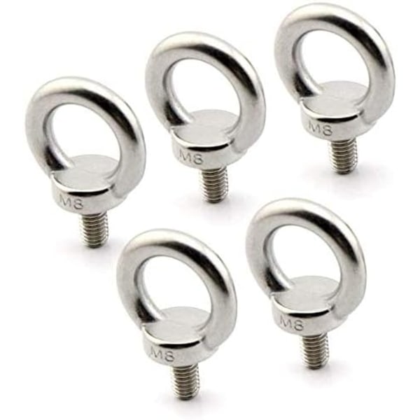 Nostolenkki silmäpultti M8/0.32\" Uroskierre ruostumaton teräs Meriliikenteen painonnosto pultit 5kpl