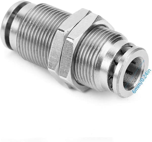 Skottgenomföring Pneumatisk kontakt Luftslangskoppling Push-in-kopplingar för nylon slang (6mm)