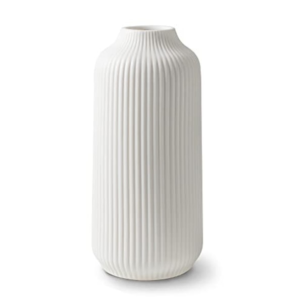 Keramisk Vase i Nordisk Stil, Dekorativ Vase for Boho Innredning, Matt Vase WHite-1