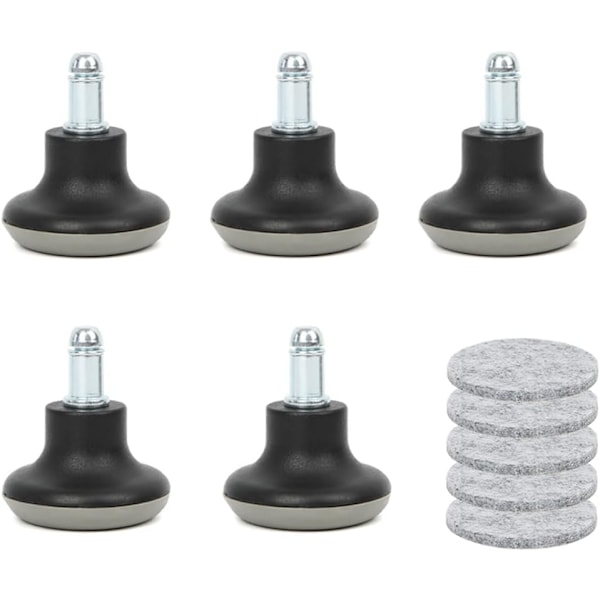 5 STK Glide Hjul, Sorte Drejelige Hjul til Kontorstol, 2 Tommer Klokke Glidere Udskiftning Kontorstol Hjul Stopper
