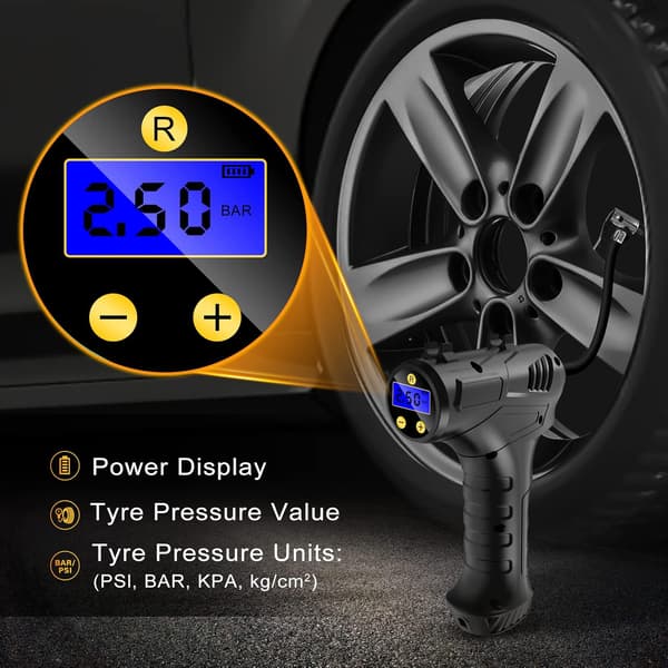 Sladdlös Däckpump Luftkompressor, 12V USB Uppladdningsbart Batteri 150PSI Bärbar Bildäckspump, Elektrisk Digital Däckpump