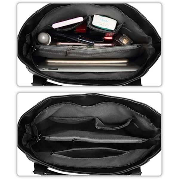 Damer Crossbody Väska PU Läder Handväskor Casual Shopper Väska Axelväska Tote Väska Stor Kapacitet Negro