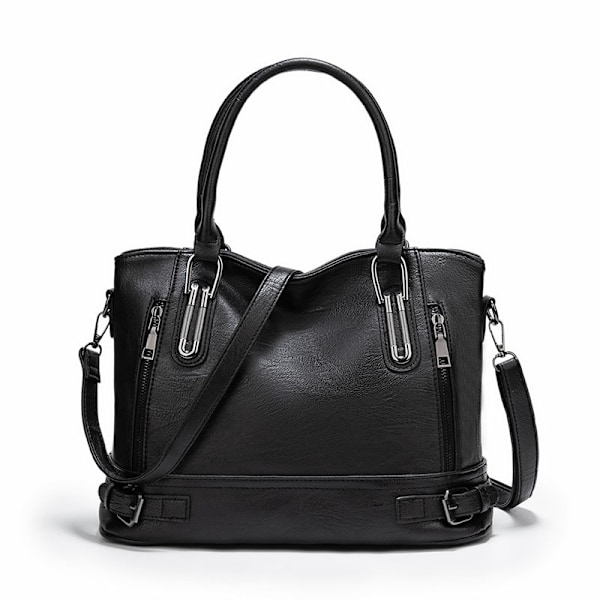 Damer Crossbody Väska PU Läder Handväskor Casual Shopper Väska Axelväska Tote Väska Stor Kapacitet Negro
