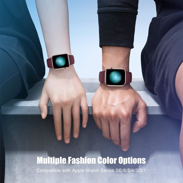 Sportsbånd kompatibel med Apple Watch iWatch-bånd unisex, bløde silikoneremme-armbånd til Apple Watch 3 6 5 4 2 1 SE Burgundy 38mm/40mm S/M