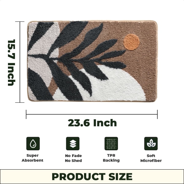 Superabsorberende Badeværelsesmåtte Antislip Badetæppe til Badeværelse Maskinvaskbar Bademåtte Blød Mikrofiber Bademåtte Brown Bamboo 24" X 16"