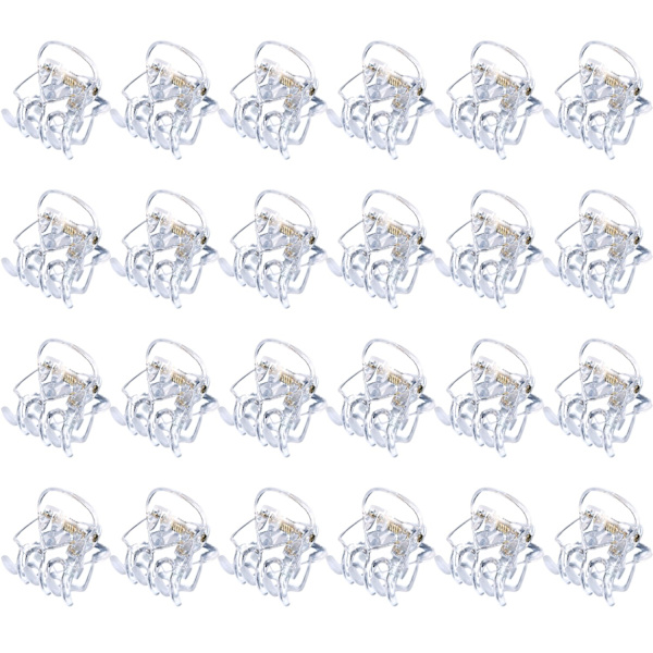 24 stk. Mini hårklemmer i plast, hårklemmer, klemmer for jenter og kvinner Clear 0.6 inch