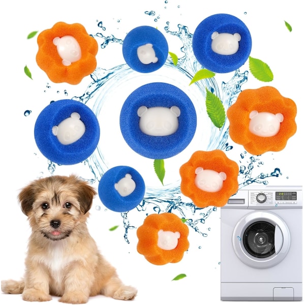 9 st Pet Hårborttagningsmedel för Tvätt, Tvättmaskin Hårfångare Tvättmaskin Tvättmaskin Återanvändbar Hårborttagningsboll för Antilindning