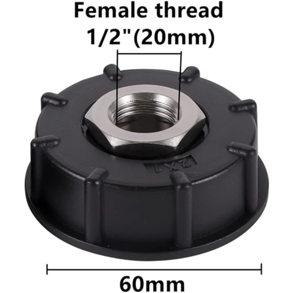 S60X6 Vann Tank Adapter Grov Tråd med Slangekobling Rustfritt Stål Ventil Tute Fittings (1/2\" Inner Tråd)