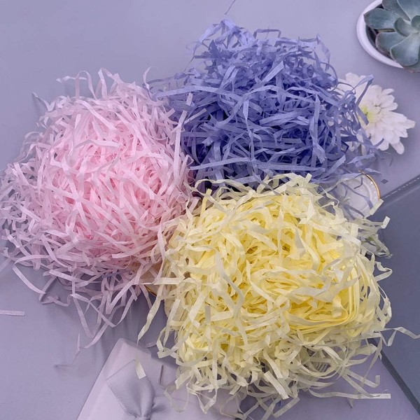 12 färger påskgräs Raffia papper strimlor påskkorg gräs papper fyllmedel för påsk presentinslagning