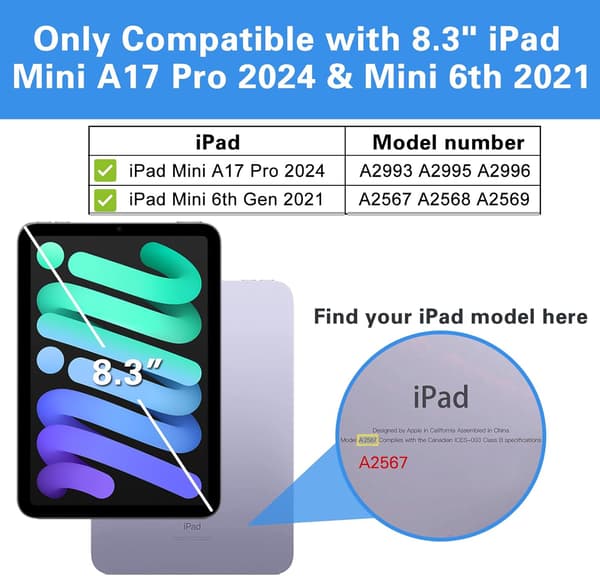 2 kpl näytönsuoja iPad Mini 7:lle (A17 Pro)/ Mini 6 8,3-tuumaiselle