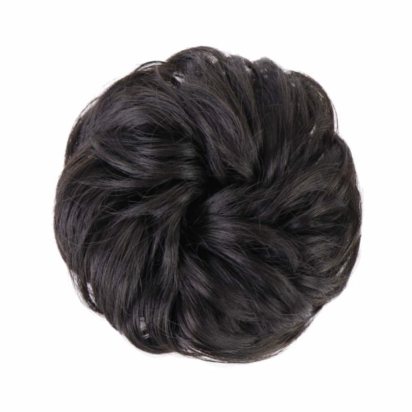 1 stk. Messy Hair Bun Hår Scrunchies Extension Curly Wavy Messy Syntetisk Chignon til kvinder Updo Hairpiece Darkest Brown Tend to Black