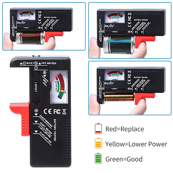 Universal batteritester, digital batteritester, til AA AAA CD 9V nøglebatterier 1,5V batterispændingstester