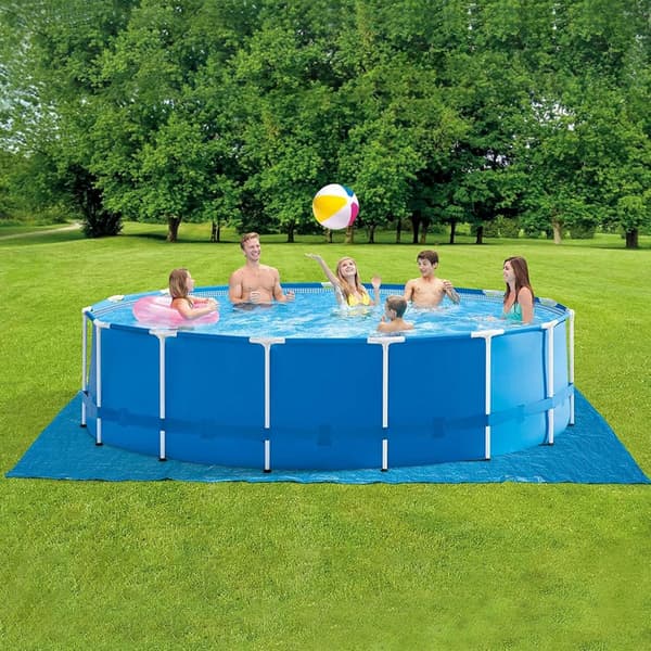 Simbassängsmatta, 488x488 cm, rektangulär, hopfällbar, skyddande matta för simbassängsgolv