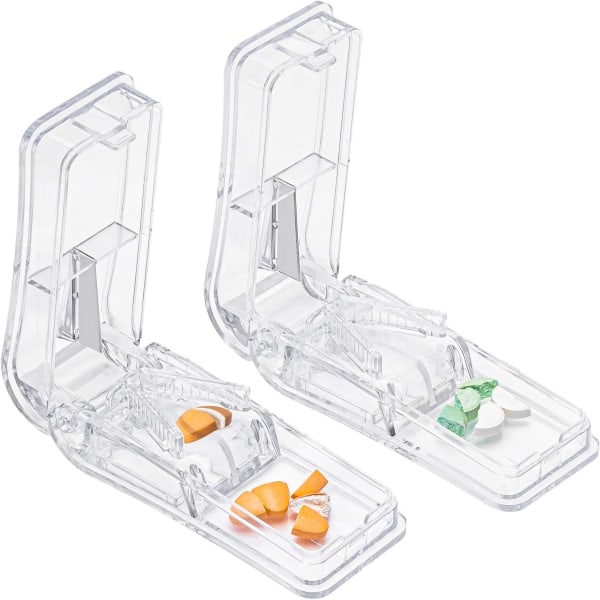 2 STK pillekutter, profesjonell pilleklyver for å kutte små piller eller store piller i to Transparent
