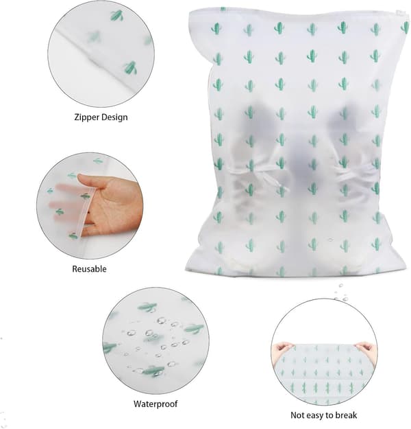 10 stk Skoposer, Reiseoppbevaringsposer, Multifunksjonell Vanntett Pose Cactus 30*35cm